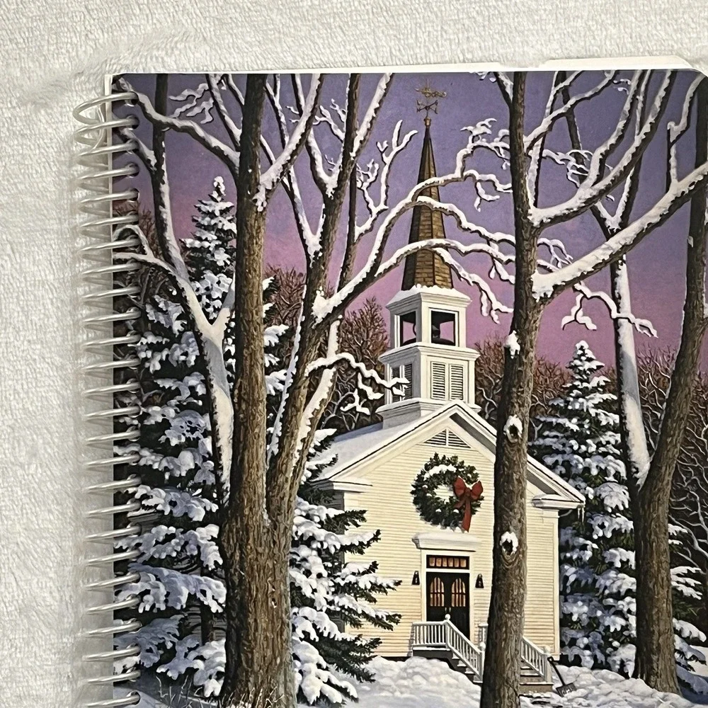 John Sloane Legacy Of Faith Spiral Notebook Journal Winter Church Scene 2 Peter
